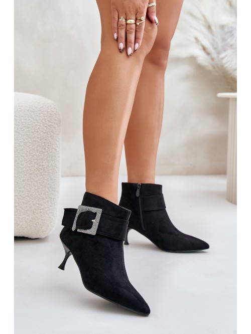 Womens Stiletto Boots With Decorative Buckle Black Nirilis 2