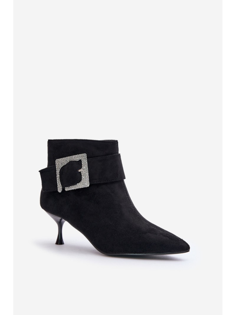 Womens Stiletto Boots With Decorative Buckle Black Nirilis