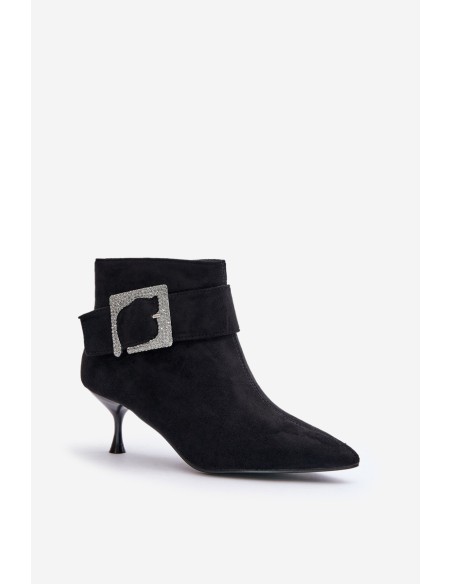Womens Stiletto Boots With Decorative Buckle Black Nirilis