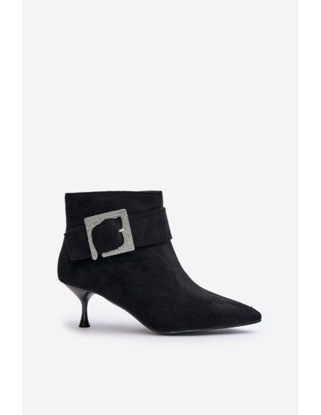 Womens Stiletto Boots With Decorative Buckle Black Nirilis