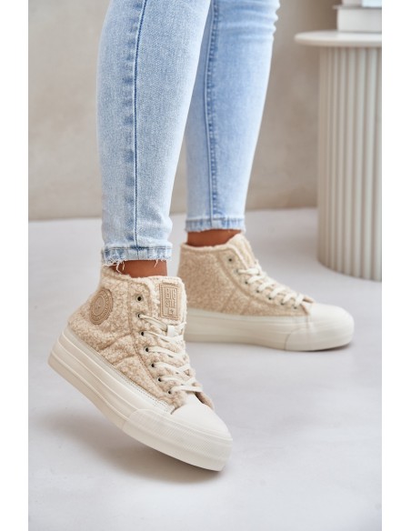 Insulated Women's Sneakers With Sheepskin Type Big Star OO274A444 Beige