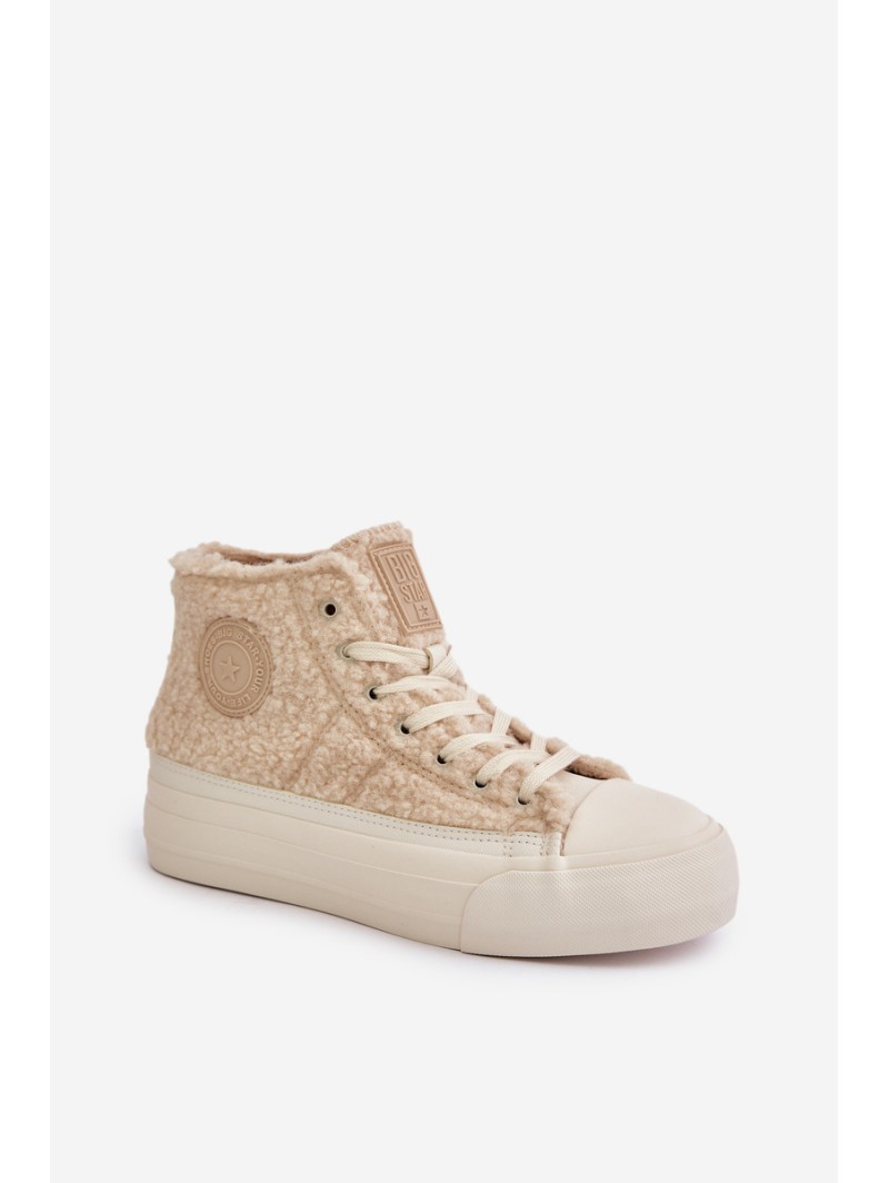 Insulated Women's Sneakers With Sheepskin Type Big Star OO274A444 Beige