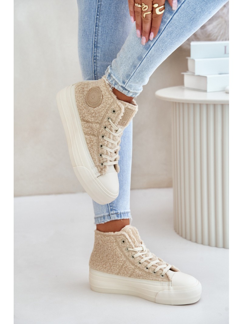 Insulated Women's Sneakers With Sheepskin Type Big Star OO274A444 Beige