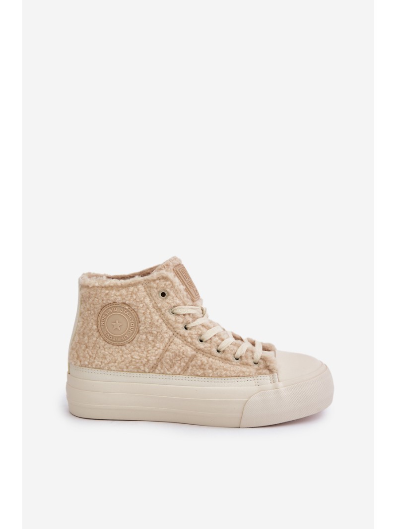 Insulated Women's Sneakers With Sheepskin Type Big Star OO274A444 Beige