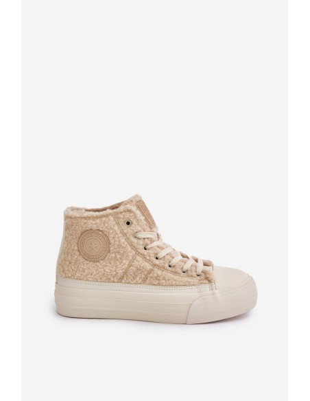 Insulated Women's Sneakers With Sheepskin Type Big Star OO274A444 Beige