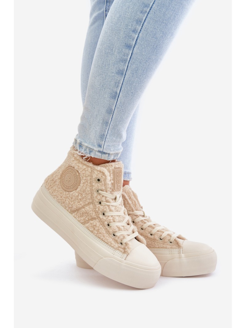 Insulated Women's Sneakers With Sheepskin Type Big Star OO274A444 Beige