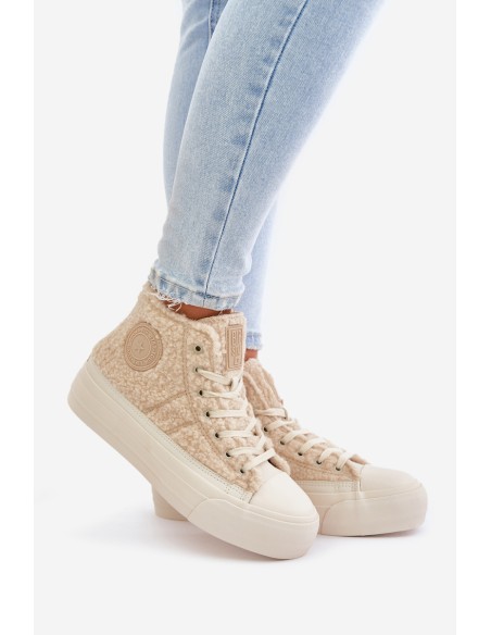 Insulated Women's Sneakers With Sheepskin Type Big Star OO274A444 Beige