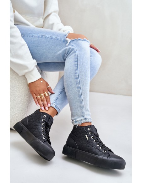 Warm Women's Sneakers With Stitching Big Star OO274A480 Black