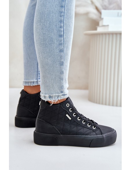 Warm Women's Sneakers With Stitching Big Star OO274A480 Black