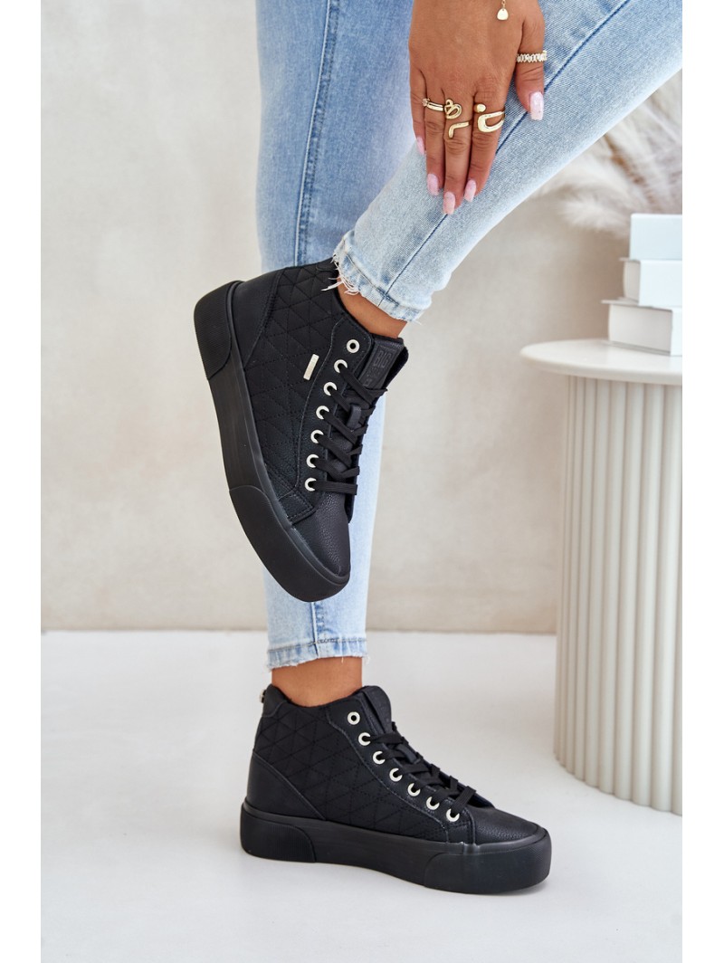 Warm Women's Sneakers With Stitching Big Star OO274A480 Black