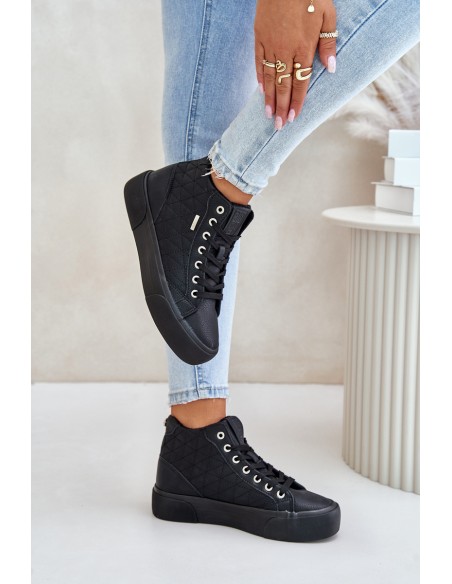 Warm Women's Sneakers With Stitching Big Star OO274A480 Black