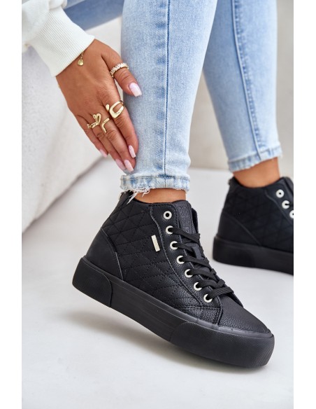 Warm Women's Sneakers With Stitching Big Star OO274A480 Black