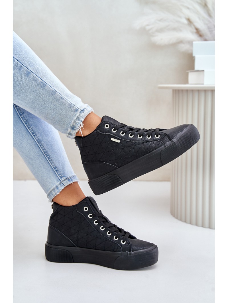 Warm Women's Sneakers With Stitching Big Star OO274A480 Black