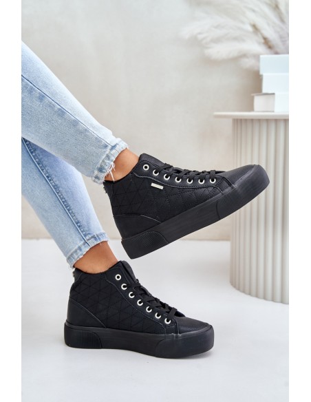 Warm Women's Sneakers With Stitching Big Star OO274A480 Black