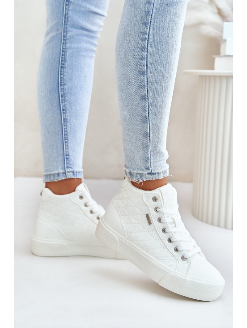 Warmed Women's Sneakers With Stitches White Big Star OO274A479