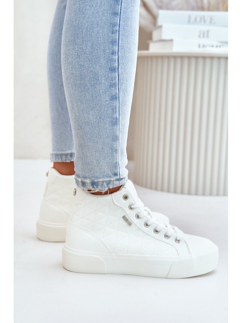 Warmed Women's Sneakers With Stitches White Big Star OO274A479