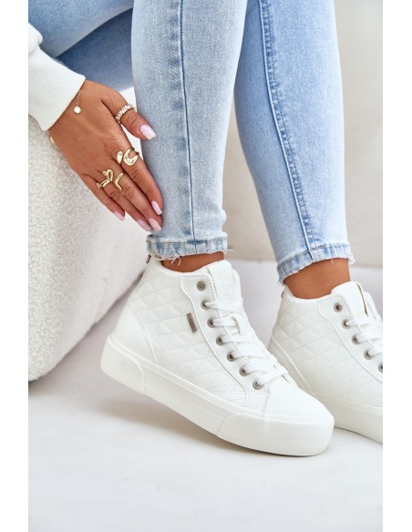 Warmed Women's Sneakers With Stitches White Big Star OO274A479
