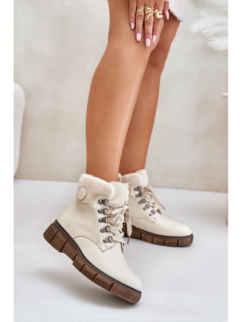 Women's Insulated Ankle Boots Lace-up Beige Mevanisa