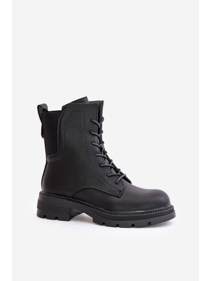 Insulated Worker Boots with Zipper Black Leairae