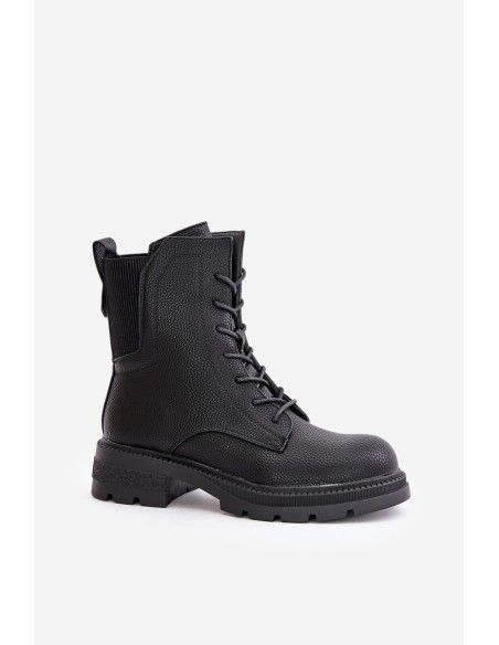 Insulated Worker Boots with Zipper Black Leairae