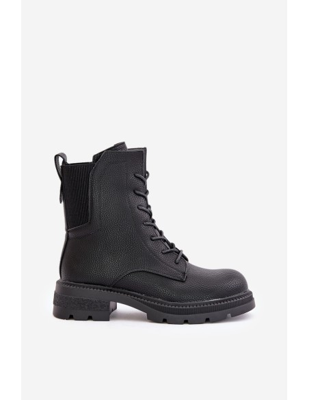 Insulated Worker Boots with Zipper Black Leairae
