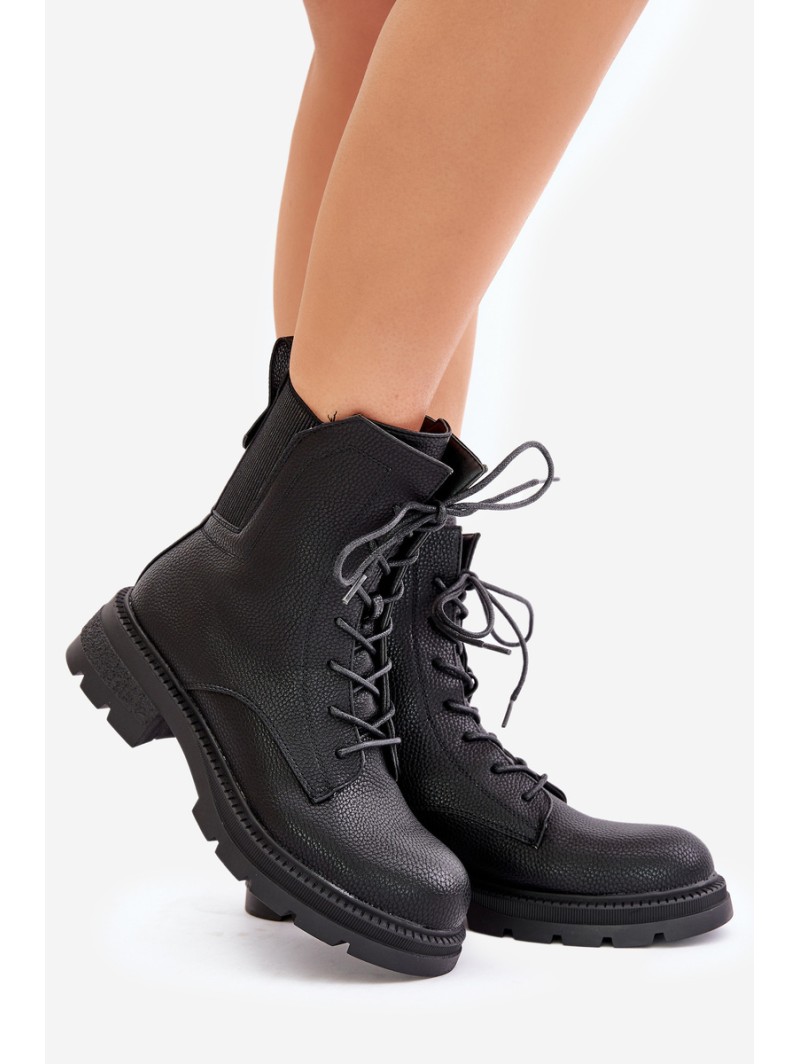 Insulated Worker Boots with Zipper Black Leairae