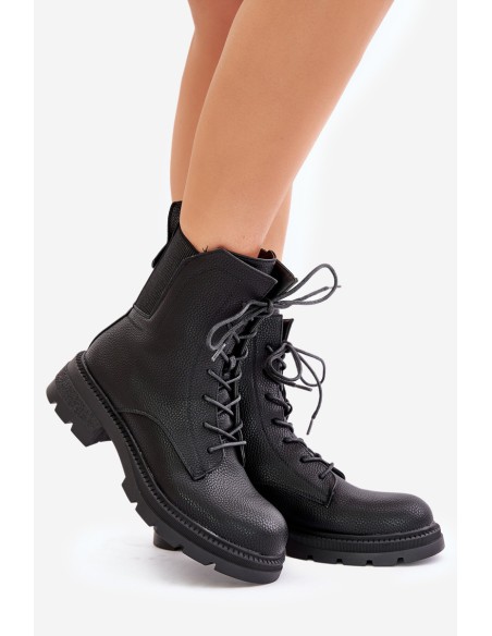 Insulated Worker Boots with Zipper Black Leairae
