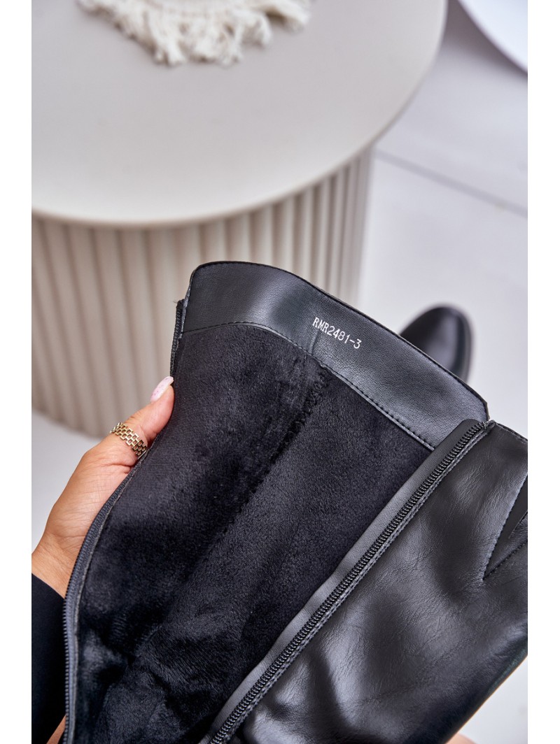 Heeled Knee High Boots Made Of Eco Leather Black Izanae