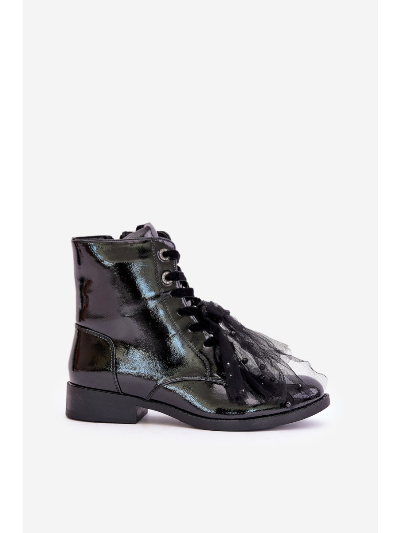 Lacquered insulated ankle boots with zipper S.Barski HY42-991 black