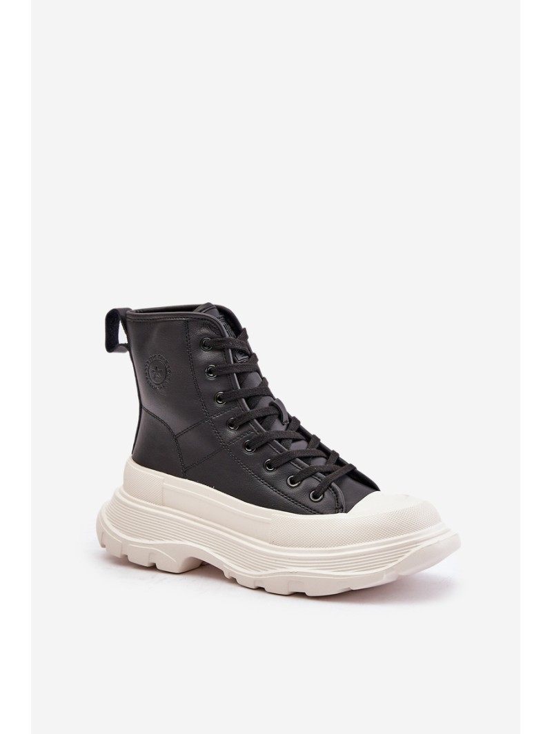 Leather Insulated Sneakers On Massive Platform Big Star OO274A599 Black