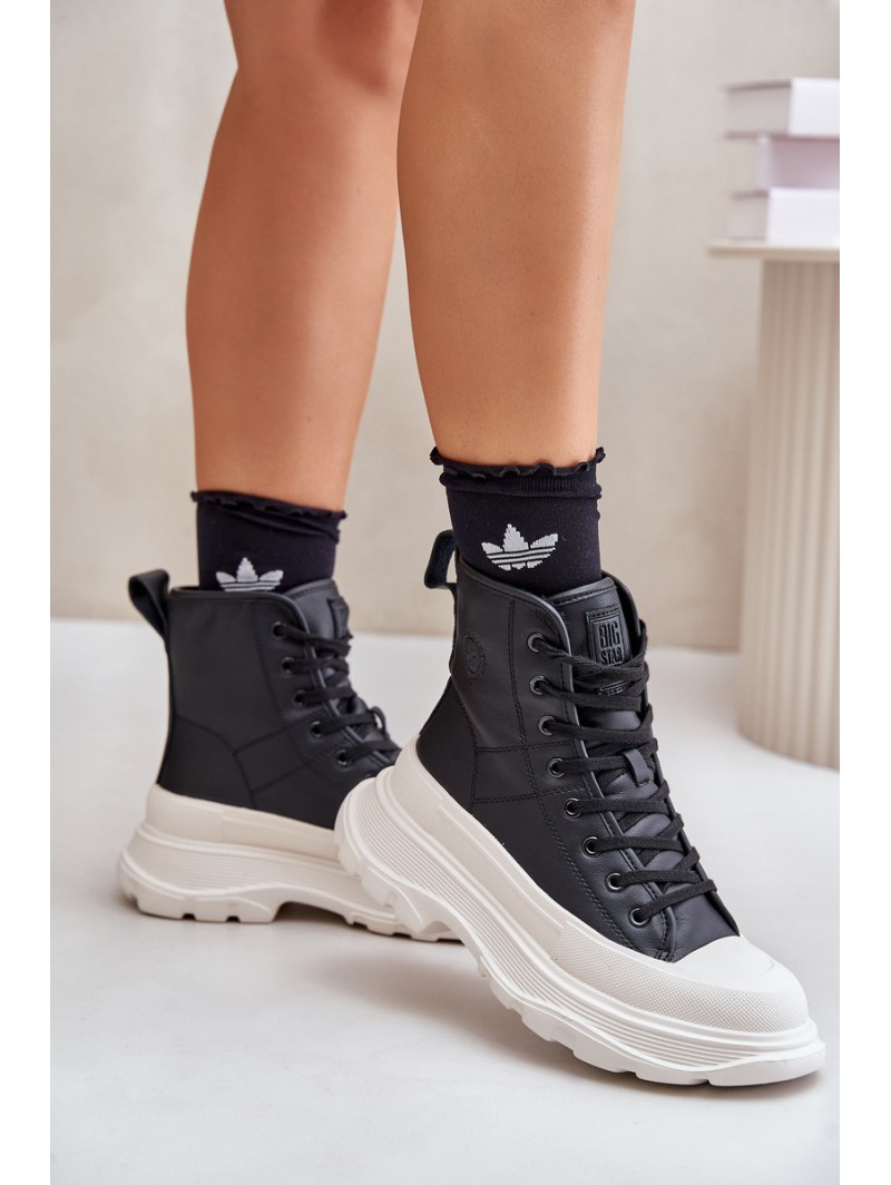 Leather Insulated Sneakers On Massive Platform Big Star OO274A599 Black
