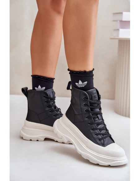 Leather Insulated Sneakers On Massive Platform Big Star OO274A599 Black