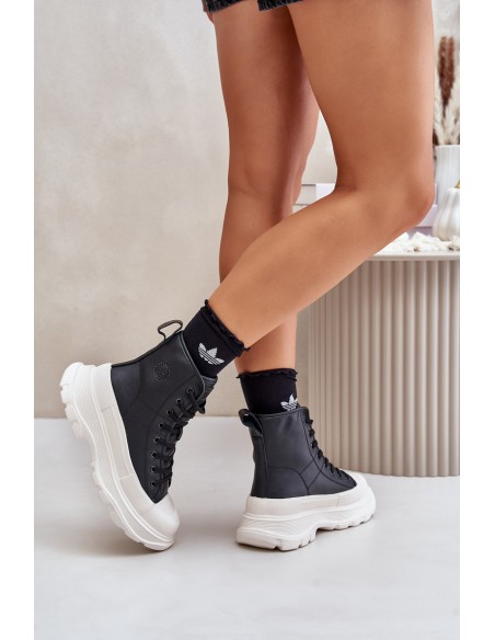 Leather Insulated Sneakers On Massive Platform Big Star OO274A599 Black