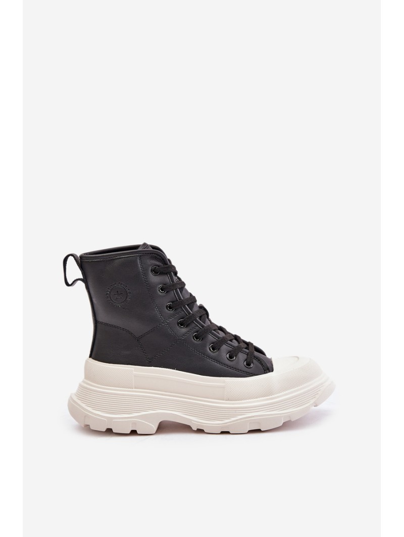 Leather Insulated Sneakers On Massive Platform Big Star OO274A599 Black