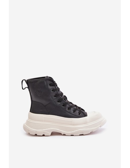 Leather Insulated Sneakers On Massive Platform Big Star OO274A599 Black