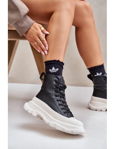 Leather Insulated Sneakers On Massive Platform Big Star OO274A599 Black