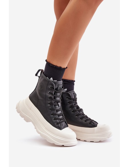 Leather Insulated Sneakers On Massive Platform Big Star OO274A599 Black