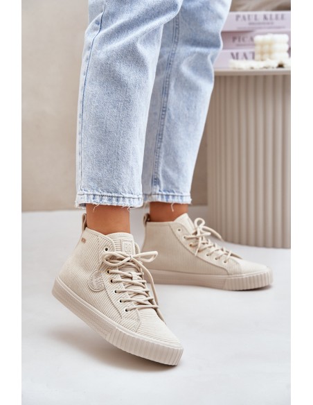 Insulated Corduroy Women's Sneakers Big Star OO274771 Hi-Poly System Beige