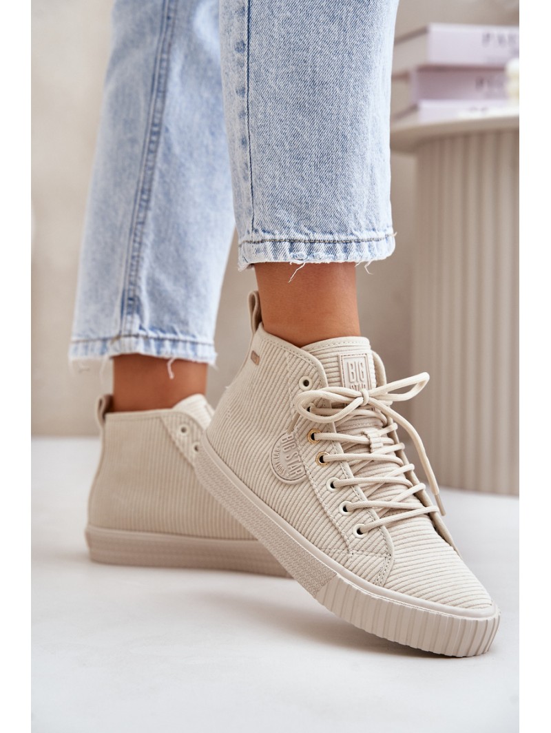 Insulated Corduroy Women's Sneakers Big Star OO274771 Hi-Poly System Beige