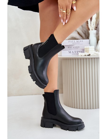 Warm Slip-On Chelsea Boots Made Of Eco Leather Big Star MM274071 Black