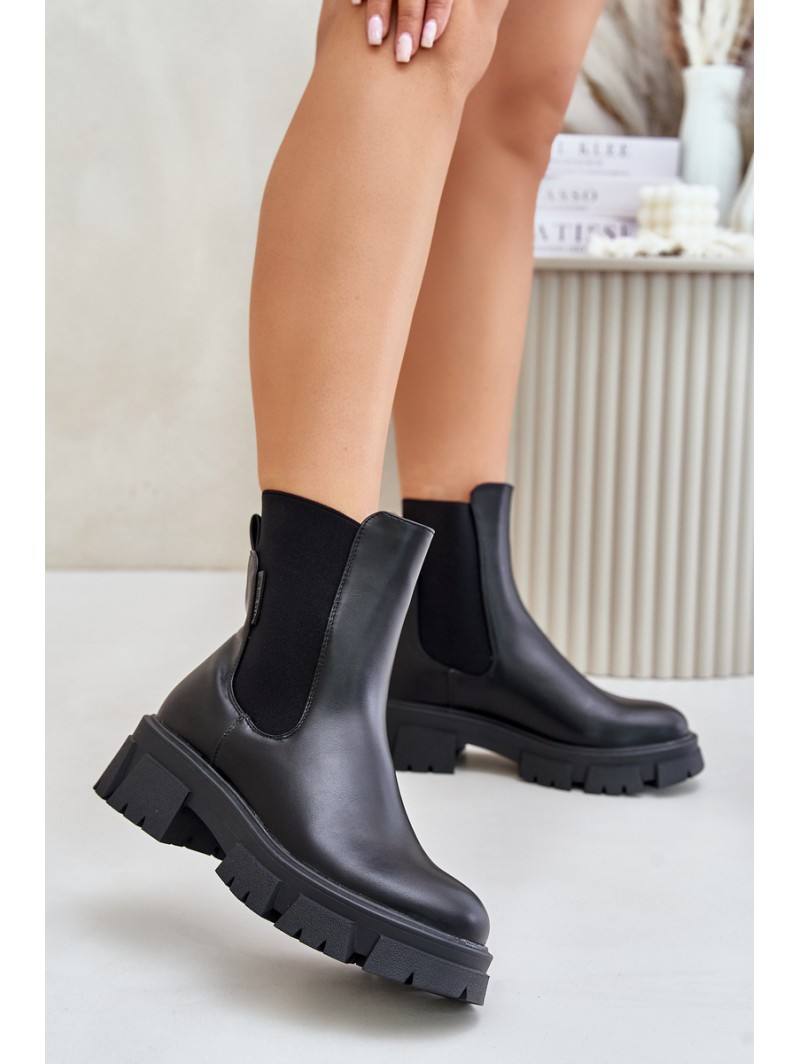 Warm Slip-On Chelsea Boots Made Of Eco Leather Big Star MM274071 Black