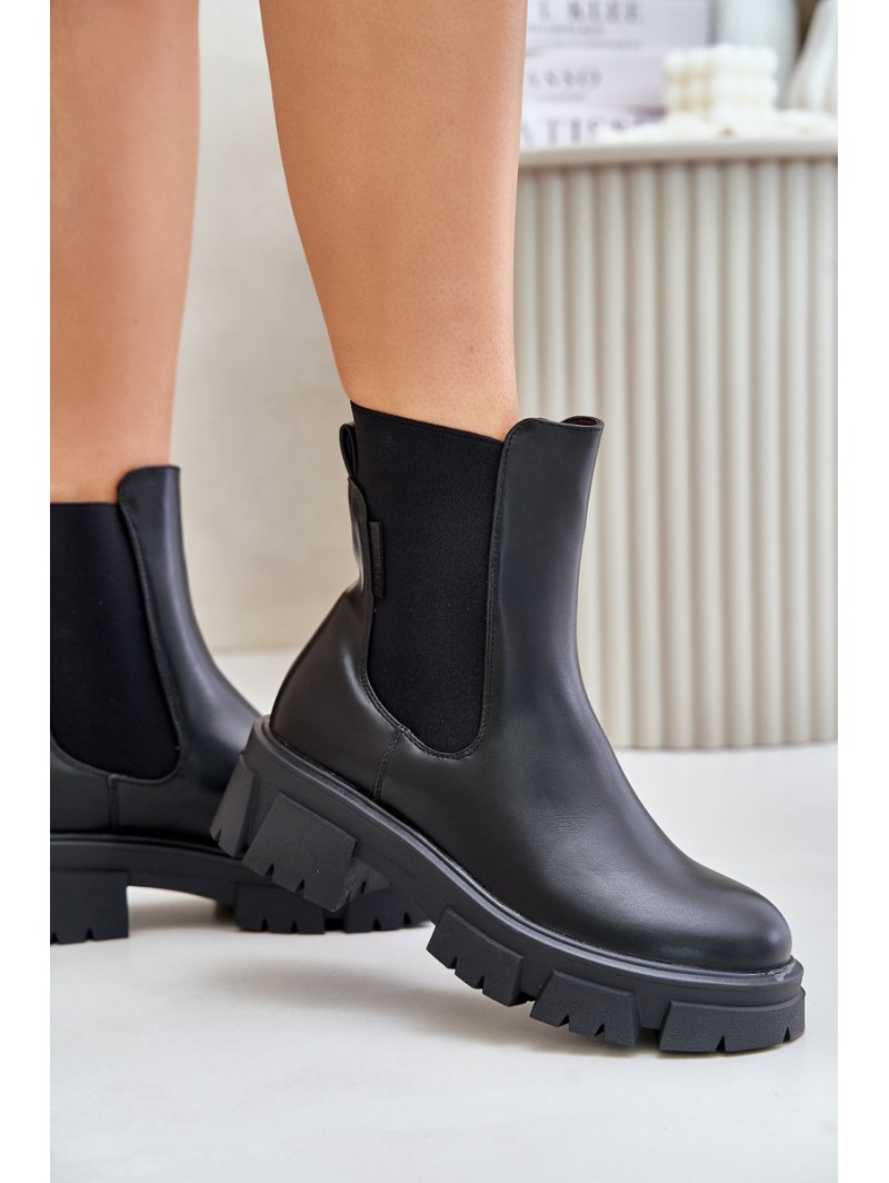 Warm Slip-On Chelsea Boots Made Of Eco Leather Big Star MM274071 Black