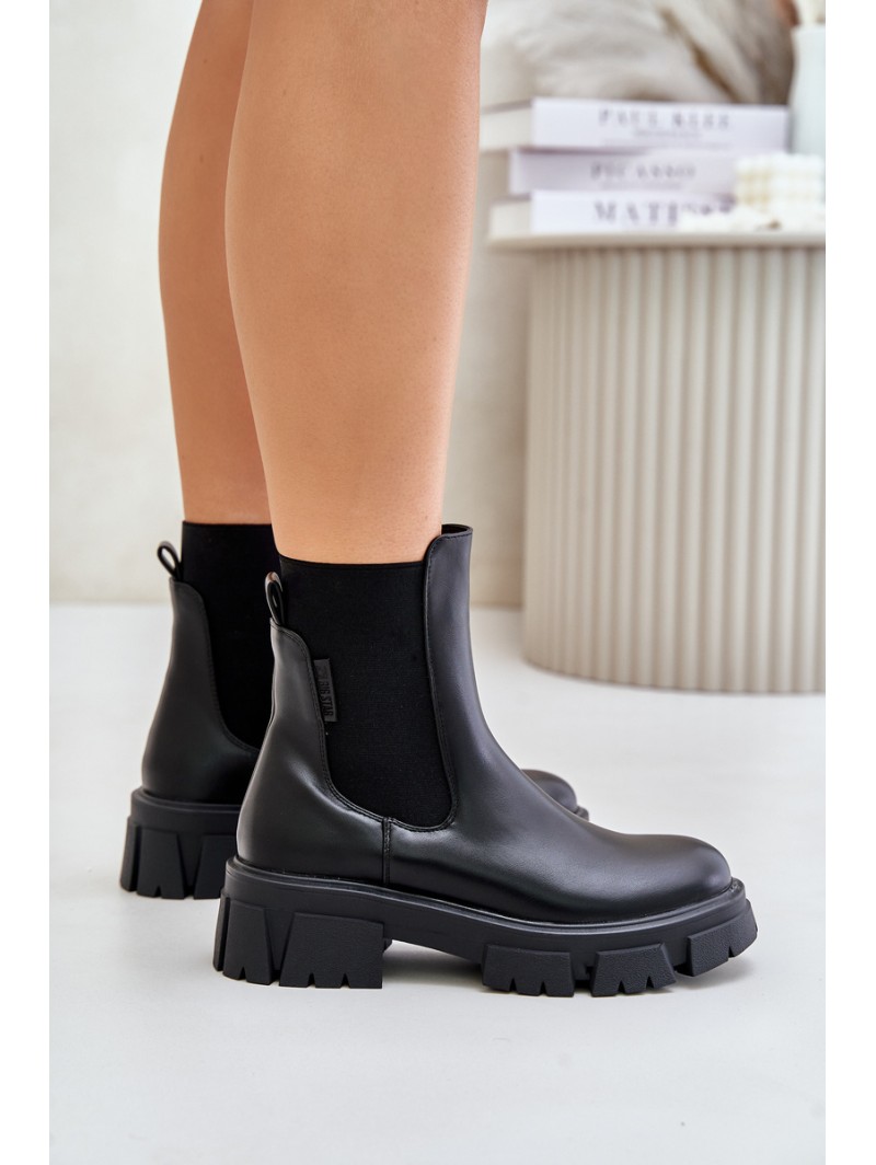Warm Slip-On Chelsea Boots Made Of Eco Leather Big Star MM274071 Black