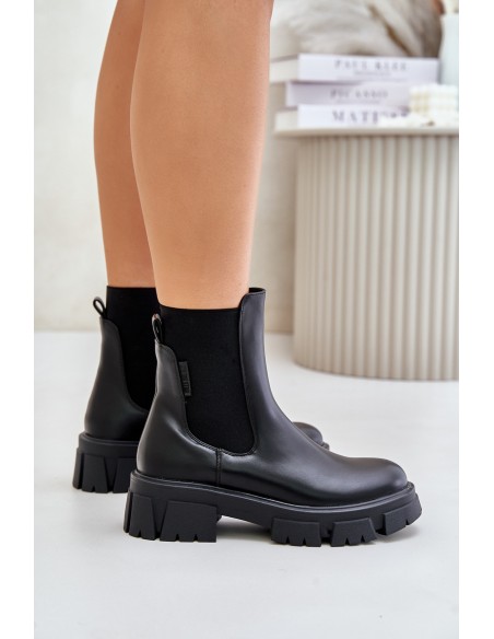 Warm Slip-On Chelsea Boots Made Of Eco Leather Big Star MM274071 Black