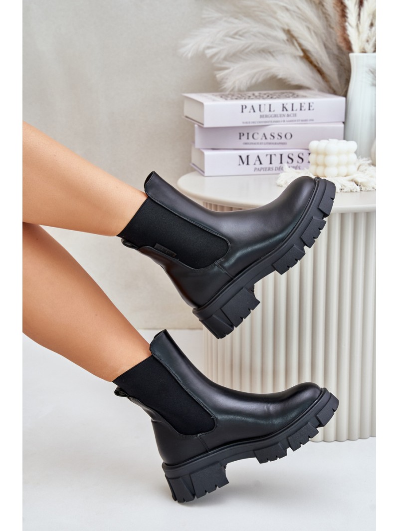 Warm Slip-On Chelsea Boots Made Of Eco Leather Big Star MM274071 Black
