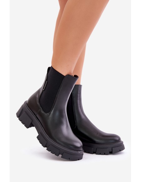 Warm Slip-On Chelsea Boots Made Of Eco Leather Big Star MM274071 Black