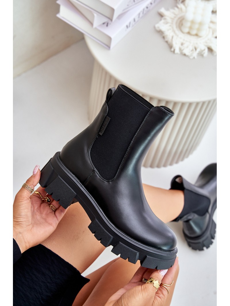 Warm Slip-On Chelsea Boots Made Of Eco Leather Big Star MM274071 Black