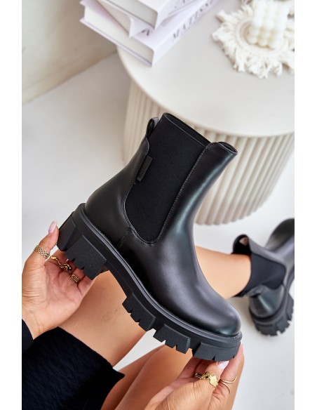 Warm Slip-On Chelsea Boots Made Of Eco Leather Big Star MM274071 Black