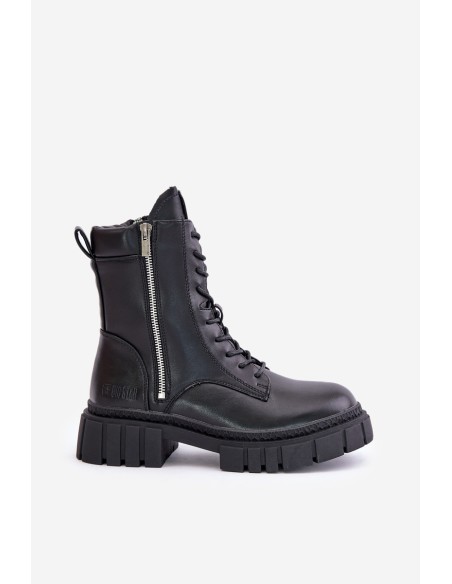 Warm Ankle Boots Workers Women Eco Leather Big Star MM274578 Black