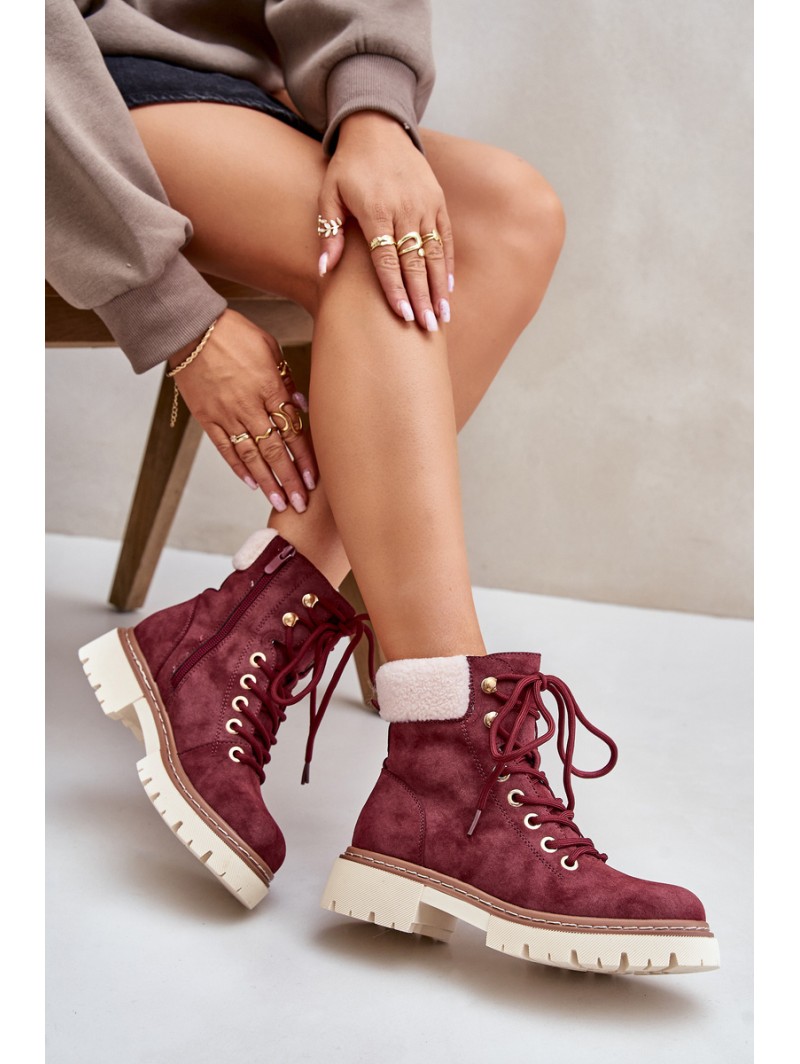 Insulated Ankle Boots for Women with Zip Burgundy Ferelia